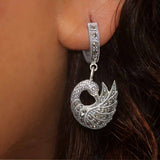 Swan Charm 925 Sterling Silver Hoops for Mom
