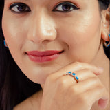Blue Cosmos Sterling Silver Ring- Blue Opal