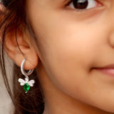 Angelica Silver Dangling Hoops - Green