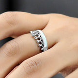 Royal Queen crown Silver Ring - White Opal