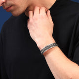 Vrishchik 925 Sterling Silver Cuff Kada for Men