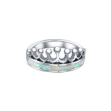 Royal Queen crown Silver Ring - White Opal