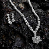 Zara Sterling Silver Necklace Earring Set for Women with Zirconia
