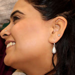 925 Sterling silverDangler features a drop shape hanging from a fish hook.