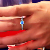 Leafy Affair Sterling silver Ring- Blue Opal