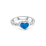 Lovely Heart  Silver Ring for women - Blue Opal
