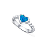 Lovely Heart  Silver Ring for women - Blue Opal