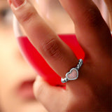 Lovely Heart  Silver Ring for women - Pink Opal