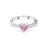 Lovely Heart  Silver Ring for women - Pink Opal