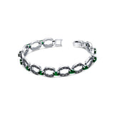 Cosmos Sterling Silver Bracelet for Women with Marcasite and Green Stones