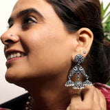 Chandrakin Sterling Silver Jhumka for Women - Pearl and Ruby