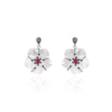 Sadabahar Dangler Silver Earrings - Ruby