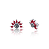 Magical Flower Sterling Silver Studs -  Carnelian