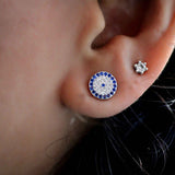 Glittery Flora Sterling Silver Studs