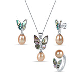 Black Butterfly 925 Sterling Silver 3-piece Sets for Women