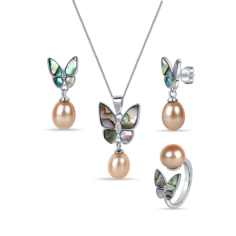 Black Butterfly 925 Sterling Silver 3-piece Sets for Women