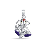 Ganesha 925 Sterling Silver Pendant with Purple Dhoti