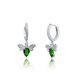 Angelica Silver Dangling Hoops - Green