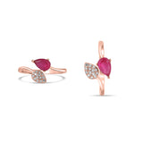 Kopal 925 Sterling Silver Toe Ring in Rose Gold with Ruby