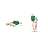 Aahana 925 Sterling Silver Toe Ring in Rose Gold with Emerald