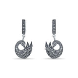 Swan Charm 925 Sterling Silver Hoops for Mom