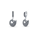 Swan Charm 925 Sterling Silver Hoops for Mom