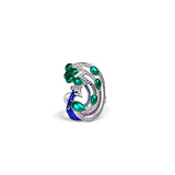 Morni Green Enamel Sterling Silver Ring for Women with Zirconia