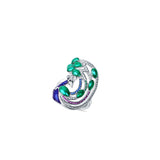 Morni Green Enamel Sterling Silver Ring for Women with Zirconia