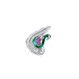 Mayurika Silver Ring for Women with Green Enamel and Zirconia