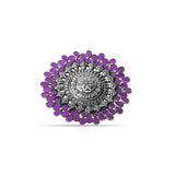 Gunjita Sterling Silver Bezel Ring for Women with Pink Stones