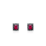Rectangular Frilly Girls Studs-Ruby
