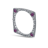 Mayara Square Shape Silver Kada for Women with Ruby