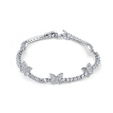 Butterfly Garden Silver Bracelet for Women with Zirconia