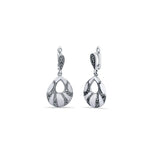 Boondein Set for Women in Silver with White Enamel and Marcasite