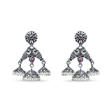 Chandrakin Sterling Silver Jhumka for Women - Pearl and Ruby