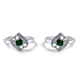 Vibha Sterling Silver Toe Ring for Women - Green