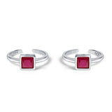 Kamya Sterling Silver Toe Ring for Women - Red