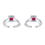Kamya Sterling Silver Toe Ring for Women - Red