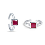 Kamya Sterling Silver Toe Ring for Women - Red