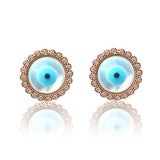 Flowery Evil Eye Rose Gold Sterling Silver Stud for Women