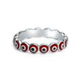 Evil Eye Sterling Silver Ring for Women - Red