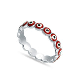Evil Eye Sterling Silver Ring for Women - Red