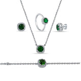 Green Mood 925 Sterling Silver Silver 4-piece Sets for Women