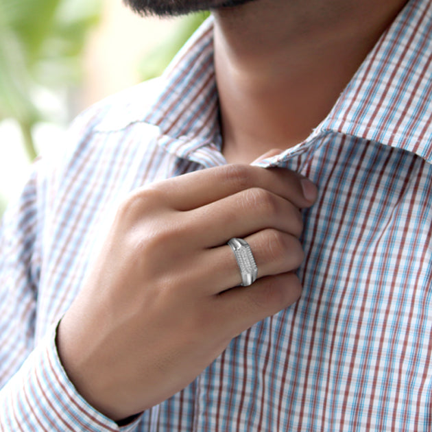 Zeus 925 Sterling Silver Ring for Men with Zirconia