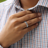 Charm Black Enamel Sterling Silver Band for Men