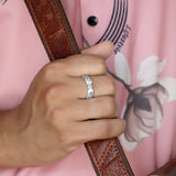 Connected World Band for Men in 925 Sterling Silver with Zirconia