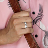 Companion Band for Men in Sterling Silver with Zirconia