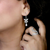 Pretty Butterfly Silver Zirconia Dangler for Women with Drop