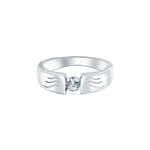 This sterling silver band features a unique wave design engraved with sparkling round zirconia, making it a stylish and versatile accessory for everyday wear. Crafted with a rhodium finish, it is a thoughtful gift option for men.