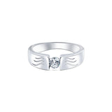 This sterling silver band features a unique wave design engraved with sparkling round zirconia, making it a stylish and versatile accessory for everyday wear. Crafted with a rhodium finish, it is a thoughtful gift option for men.
